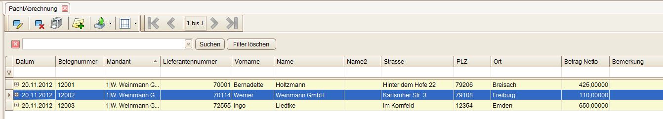 Pachtabrechnung